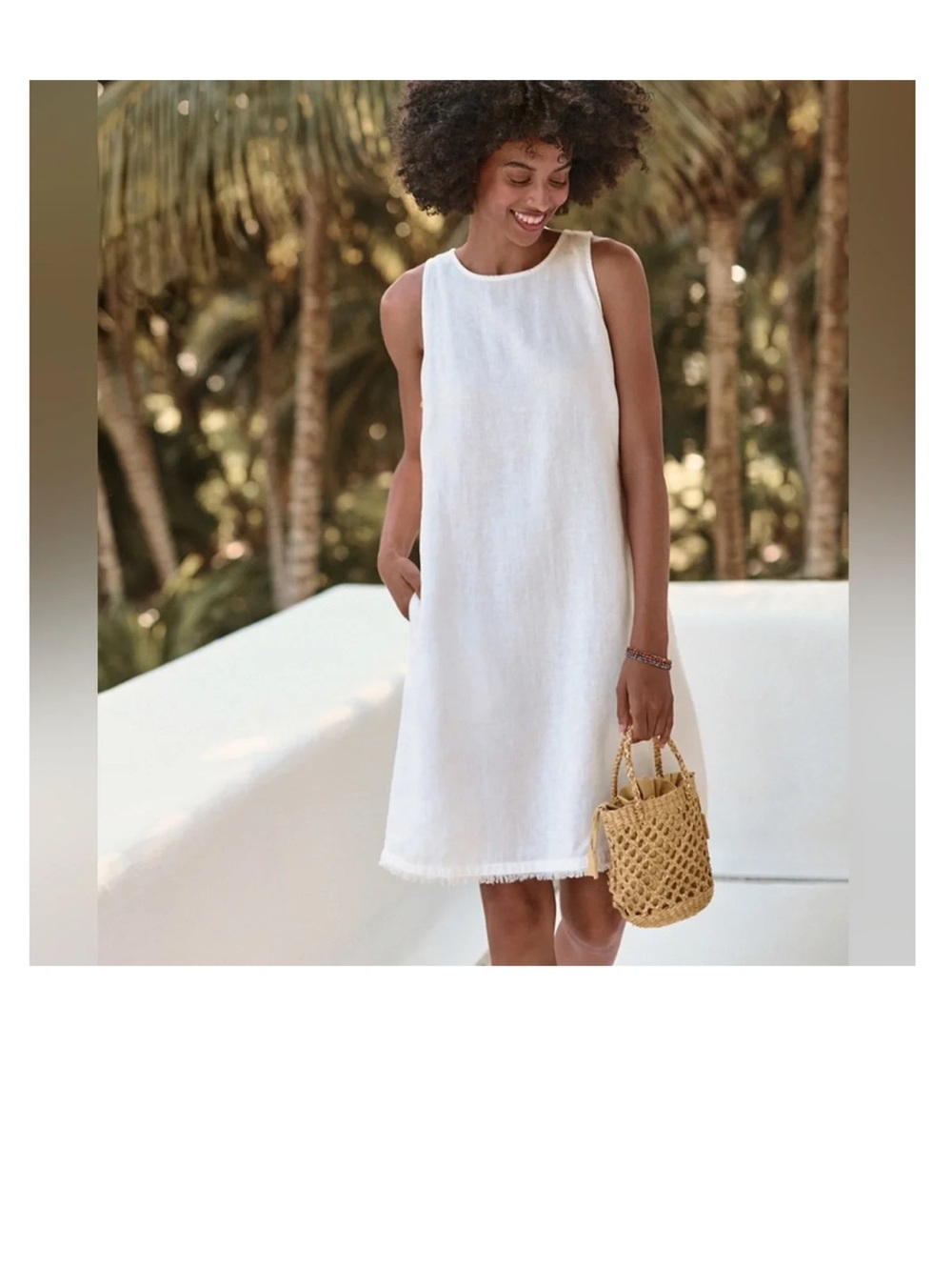 Garnet Hill White Linen Tank Dress